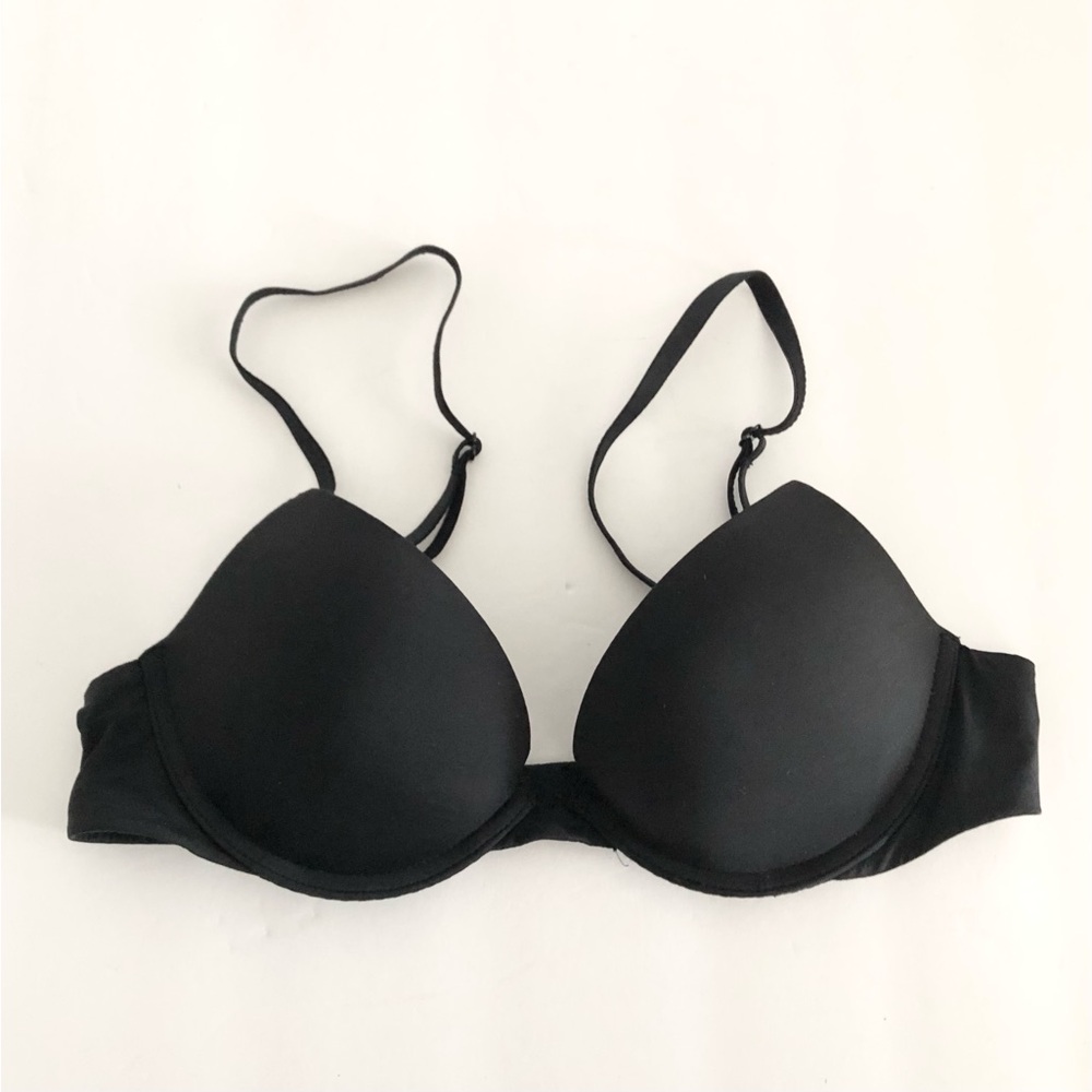 Victoria's Secret Black Padded Plunge Bra 32B